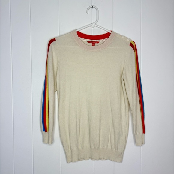 ModCloth Rainbow 🌈 Knit Sweater Ivory Off White Women’s Size Medium Pride Office - Picture 1 of 7